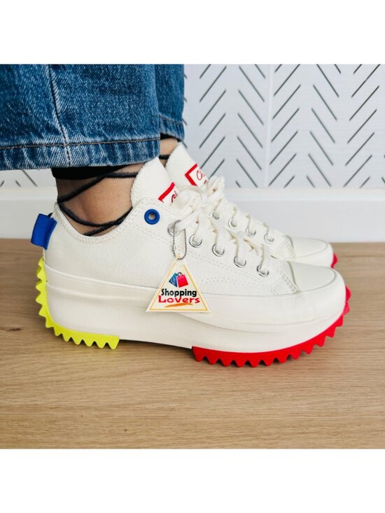 ❤️Converse Run Star Hike Ox Platform 8.5 Womens Shoes Beige Red Sneakers A08196C main image 4